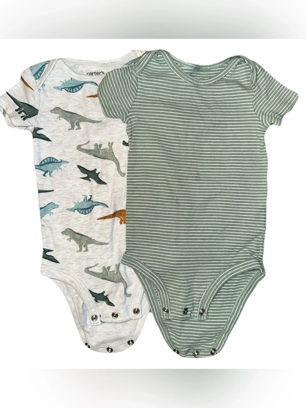 Carter's Green & Dino Print Two Piece Set Short-Sleeve Baby One-Piece Set 6-9m